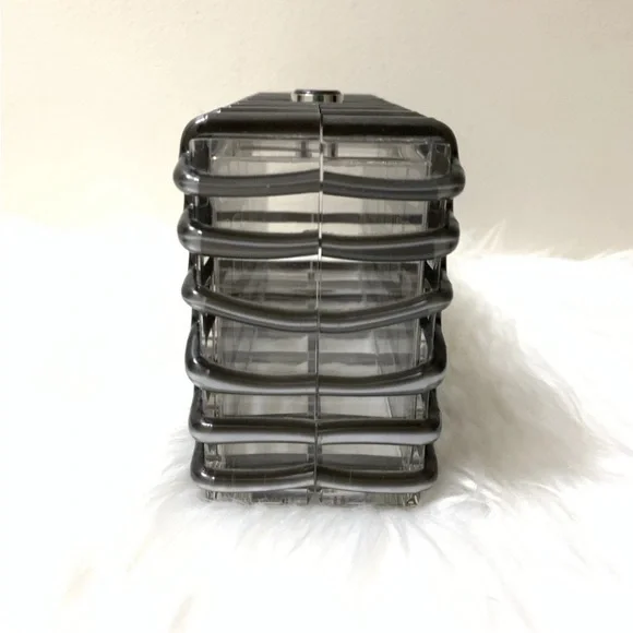 Cult Gaia Rina Caged Clear Acrylic Clutch Bag In Shiny Silver NEW IN BOX $388 - Picture 6 of 15